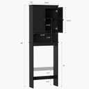 Over The Toilet Storage Cabinet, Over The Toilet Storage with Fluted Door Over The Toilet Cabinet with Adjustable Shelf Above The Toilet Storage Cabinet for Bathroom Organizer, Black