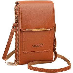 Small Crossbody Cell Phone Bag for Women, Mini Shoulder Purse with Credit Card Slots (Brown-01)