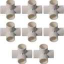 8Pcs 4 Way PVC Fittings, 1 Inch Furniture Grade Elbow Fitting for Building Heavy Duty PVC Furniture Side Outlet Tees Conner Fittings