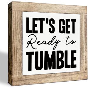 Let's Get Ready to Tumble Sign, Laundry Humor Wood Sign, Farmhouse Style Laundry Room Decor, Rustic Home Decoration, Desk Decors Art, Funny Home Decor, Decorative Wooden Table Signs