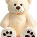 HollyHOME Teddy Bear Stuffed Animal Plush Giant Teddy Bears with Footprints Big Bear 36 inch Beige