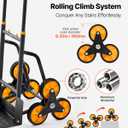 VEVOR Stair Climbing Cart, 770 lbs Stair-Climbing Capacity, Heavy-Duty Folding Trolley Cart with Telescoping Handle, 6 Wheels and 2 Bungee Cords, Stair Climber Dolly for Home, Groceries, Warehouse