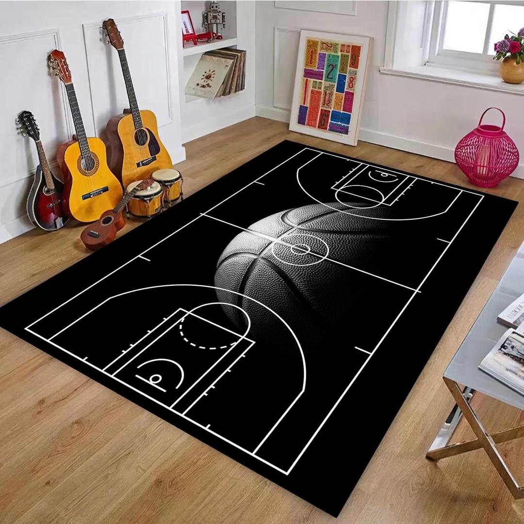 Osimiccp Basketball Rug for Bedroom Size 5'x7', Non-Slip Basketball Court Rugs for Living Room and Game Room Decor