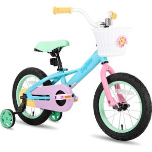 JOYSTAR 12 14 16 Inch Kids Bike for 2-7 Years Girls 33-53 Inch Tall, Toddler Girls Bike with Training Wheels, Rainbow Bikes, Children Bicycle, Macaroon