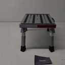 Safety RV Steps, Yagud Height Adjustable Folding Platform Step with 17" X 12" Anti-Slip Surface, Rubber Feet, Handle, Reflective Strips, and T Level, Aluminum RV Step Stool Supports Up to 1000lbs (Silver Black)