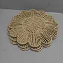 4 Pcs 12.6 Inch Paper Rope Round Woven Flower Placemats, Natural Hand Woven Boho Farmhouse Rattan Table Mats, Wicker Braided Placemats, for Dining Table Decor, Wedding Party, Home & Kitchen
