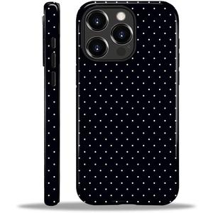 for iPhone 16 Pro Case,HL2 Polka Dot Black Hybrid 2 Layer Hard Shell Silicone Protective Pattern Design Case