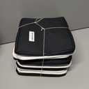 FinishingBo Cube Storage Baskets 6 Pack, 11x11 inch Cube Storage Bins with Leather Handles for Shelf Closet (White/ Black)