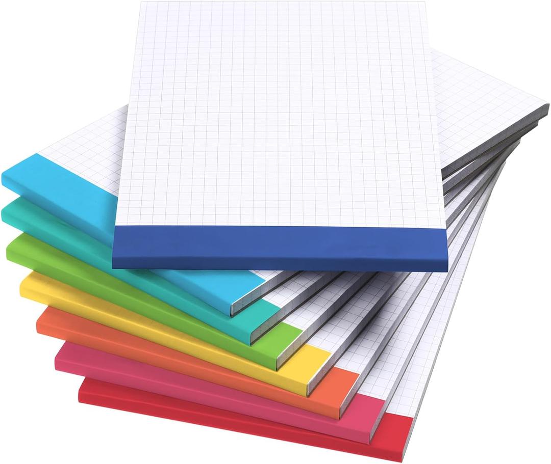Jetec 8 Pcs Small Graph Paper Notepad 5 x 8 Inch Mini Notebook Double Sided Memo Pads Back to School Supply Pocket Notepad Assorted Colors 50 Sheets Graph Paper Notebook (Colorful)