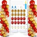 2 Sets Red Gold Balloon Column Stand Kit with 100 Balloons Adjustable Balloon Tower Stand with Bases for Floor Red Gold Confetti Balloon Column Kit for Sport Birthday Wedding Back to School Party