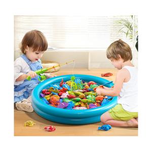 Pool Fishing Toys Games, Water Table Bathtub Toy with Inflatable Pool Pole Rod Net Plastic Floating Fish, Birthday Gifts for Kids Age 3 4 5 6 Year Old,Kids Outdoor Toys