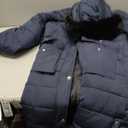 MOERDENG Women's Waterproof Long Winter Coat Thickened Down Alternative Jacket Warm Puffer Jacket Parka (Large, Navy)