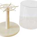 DYNWAVE Rotating Clear Display Case for Figures, All-Round Display, Stackable Acrylic Doll Display Box, Dust & Moisture Proof Pendant Storage Box for Doll Keychains Action Figures Mini Toy, A Beige