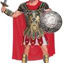 Spooktacular Creations Brave Men’s Roman Gladiator Costume Set for Halloween Audacious Dress Up Party L