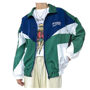 Floette Retro Colorblocked Track Jacket Windbreaker Jacket Athletic Hip Hop Outdoor Windproof Coat No Size