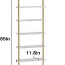 Wolawu Ladder Shelf 6 Tiers Marble White Modern Bookshelf Open Tall Wall Mount Bookcase Standing Leaning Wall Shelves Industrial Decorative Living Room Bed Room
