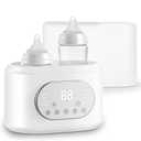 Bottle Warmer, 10-in-1 Fast Baby Bottle Warmer for Breastmilk & Formula, Double Milk Warmer with Timer, Accurate Temp Control, Thaw, Steaming, Heat Food, Keep Warm and Night Light (White)