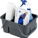 Restaurantware-Clean Tek Professional Cleaning Caddy, 1 Cleaning Supply Caddy With Handle - 4 Compartment, Multipurpose, Gray Plastic, All-Purpose, For Bathroom, Bedroom, Kitchen, Or Garden