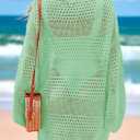 PRETTYGARDEN Women's 2025 Swimsuit Cover Ups Crochet Knit Bathing Suit Swimwear Summer Dresses Fashion Beach Vacation Clothes (Green, XXL)
