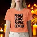 Womens Halloween Shirt Pumpkin Fall Ghost T-Shirts Spooky Season Autumn Tee Tops (Orange, M)