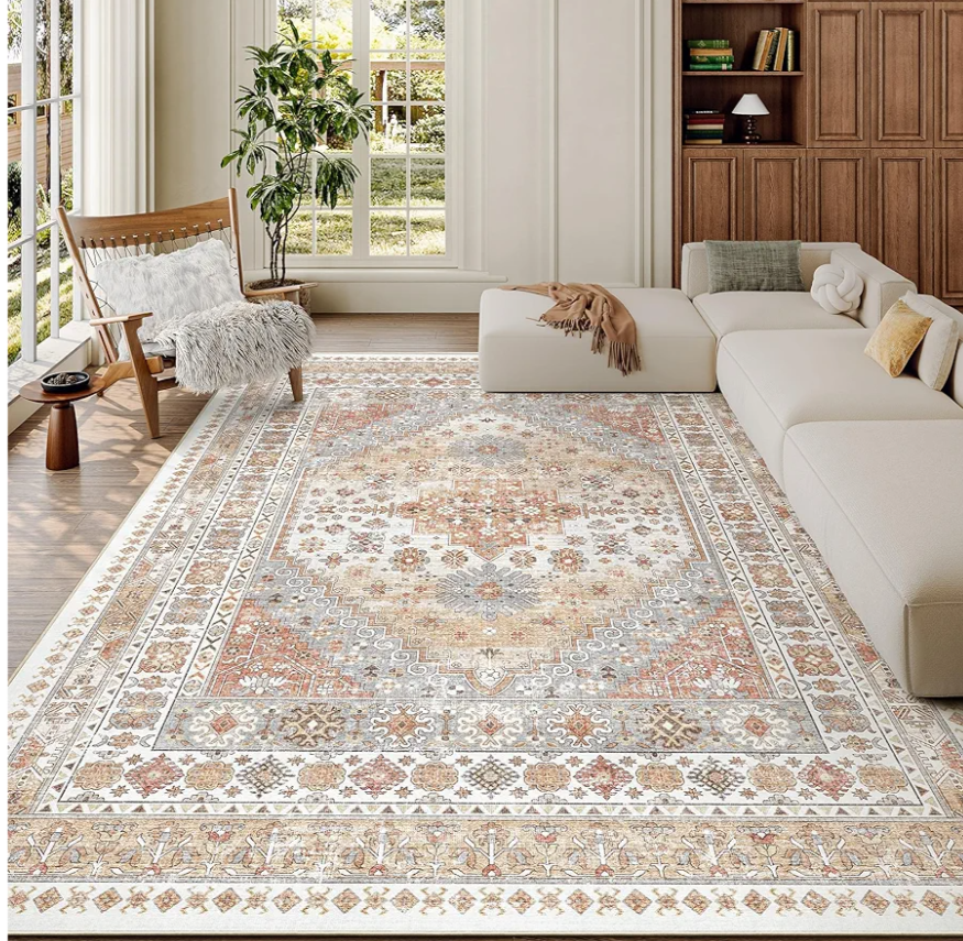 zesthome Washable Area Rug 6x9, Large Abstract Rugs for Living Room, NonSlip Stain Resistant Rugs, 6x9 Area Rugs for Bedroom, Dining Room, UltraThin Indoor Area Rugs (Blue, 6'x9')