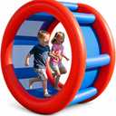 Playland 67" Giant Inflatable Land Roller Wheel for Kids & Adults - 2 Person Human Hamster Wheel, Durable PVC Outddor Rolling Toy for Backyard, Beach & Lawn Games, Supports 300 Lbs, Ages 5+