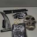 Boys Grim Reaper Halloween Costumes Kids Ghost Robe w/Glowing Red Eyes Mask and Sickle (4-6X, Black)