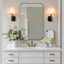 ANDY STAR Brushed Gold Bathroom Mirror 24x36'', Brass Scalloped Mirrors Irregular Asymetrical Mirror Butterfly-Shaped in 1'' Anti-Rust Stainless Steel Metal Frame Wall Mounted for Bathroom Vanity
