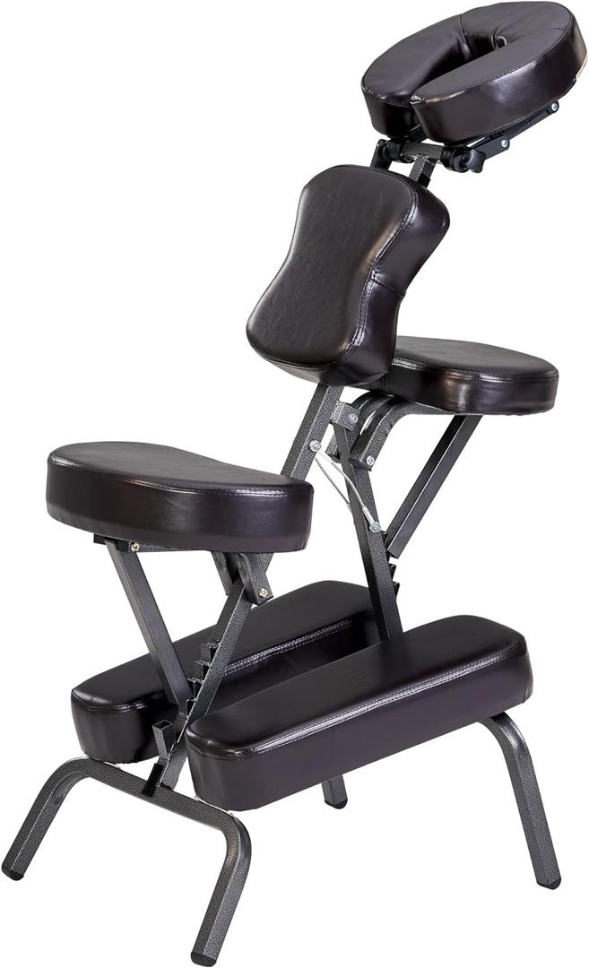 Master Massage Bedford Full Body Portable Massage Chair – Lightweight Folding Tattoo & Salon Chair with Adjustable Height, Face Cradle, Carrying Case (Coffee), 11 inches x 14 inches x 39 inches