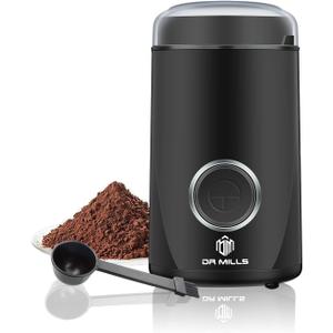 DR MILLS DM-7441 Coffee Grinder Electric, Coffee Bean and Dried Spice Grinder, One Touch Operation, Blade and Cup Made with SUS304 Stainless Steel (Black)