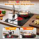 2 Burners Electric Cooktop, 110V Plug in Ceramic Cooktop, 12 Inch Countertop & Built-in Electric Stove Top with Dual-Ring Design, 9-Level Adjustment, Child Safety Lock, Timer, Overheat Protection, 11.8 inch