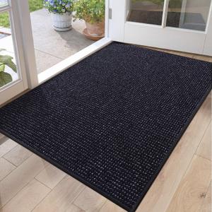 DEXI Indoor Door Mat for Entryway, 32x48 Inside Entry Mats Non Slip, Washable Low Profile Front Entrance Doormat Dirt Trapper for House Floor Patio Backdoor, Navy/Charcoal