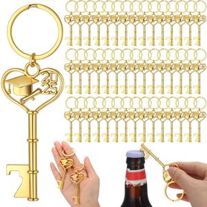 Misdary 50 Pcs Graduation Party Favors for Guests Golden Graduation Cap Bottle Openers 2025 Graduation Keychain Class of 2025 Graduation Thank You Party Favors Graduation Souvenirs for Guests