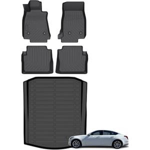 AZYT Floor Mats & Cargo Liner Set for 2020-2026 Cadillac CT5 All Weather Automotive TPE Floor Liners Set Anti-Slip Waterproof Accessories - Black
