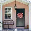 TEMPUS Valentine's Day Wreath 18 Inch Red Mesh Heart Wreath with Wood Sign and Ribbon for Indoor and Outdoor Decoration