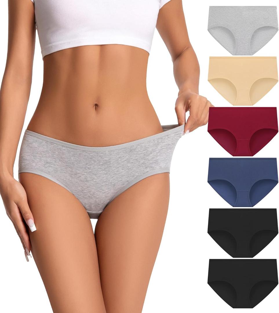 Womens Underwear Cotton Soft Hipster Full Coverage Ladies Stretch Panties (Regular & Plus Size) (M)