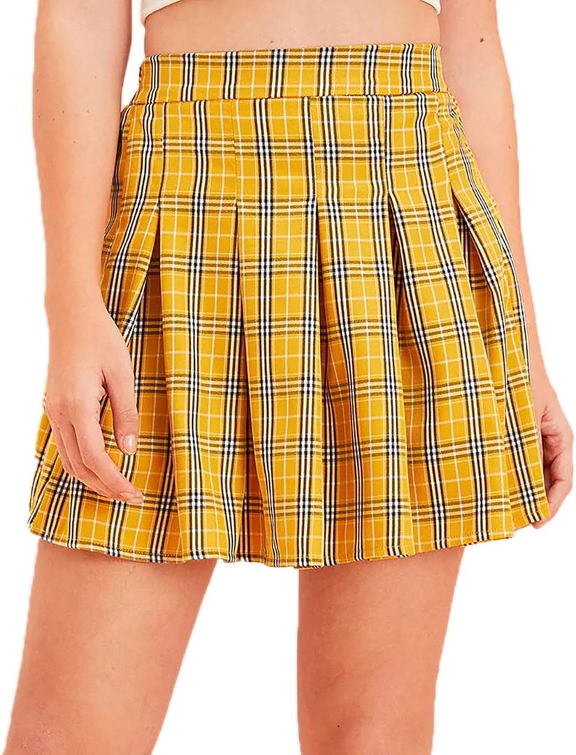 WDIRARA womens Soft (X-Large, Yellow Plaid)
