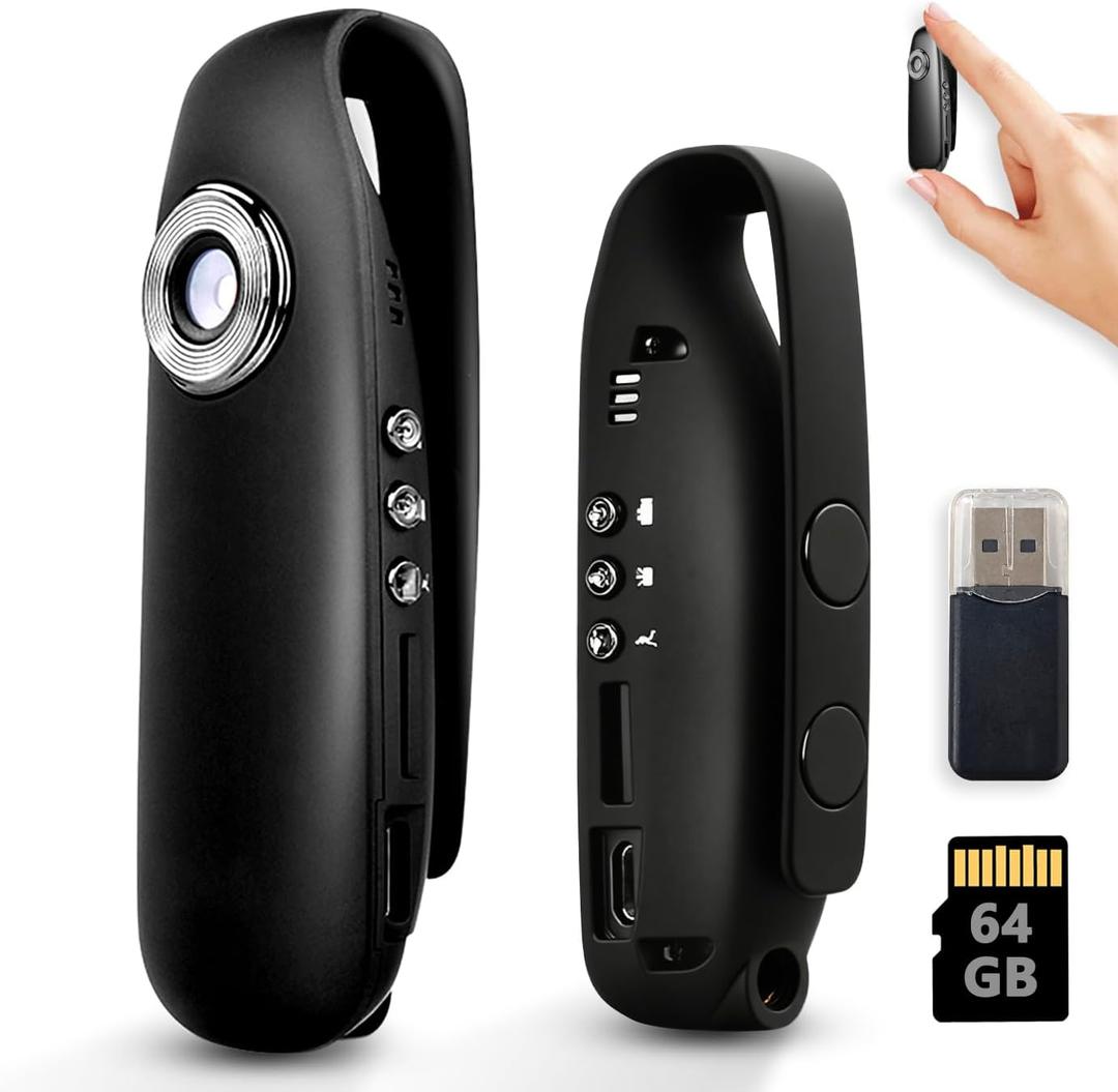 Mini Body Camera with Magnetic Mount - 1080P HD Wearable Portable Recorder for Sports & Daily Use: 64GB Pocket Tiny Body Cams with Back Clip