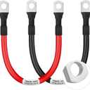 Battery Cable 6 Gauge 1FT, 6AWG Battery Power Inverter Cables (1 Positive & 1 Negative) with 5/16" Lugs Terminals for Automotive Solar Marine Boat RV Car Motorcycle