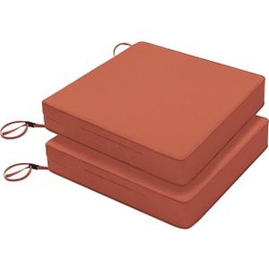 Favoyard Patio Chair Cushions 19 x 19 x 3 Inch Waterproof Outdoor Seat Cushions for Patio Furniture 3-Year Color Fastness Garden Sofa Couch Chair Pads with Handle & Adjustable Straps Set of 2, Spice