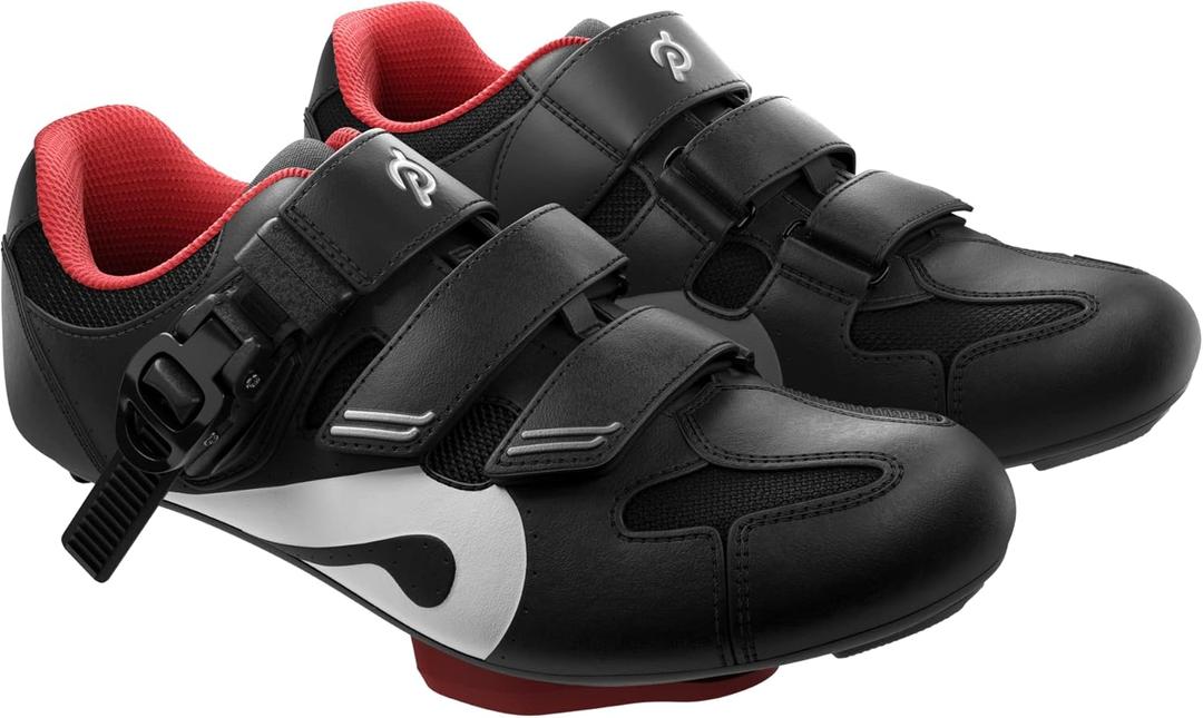 Peloton Cycling Shoes for Peloton Bike and Bike+ with Delta-Compatible Bike Cleats (9 Women/7 Men, Black, Red)