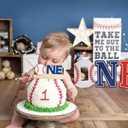 Gostman Baseball One Birthday Cake Topper - First Birthday Party Decorations, Sport 1st Birthday Party Supplies, Wooden Cake Topper