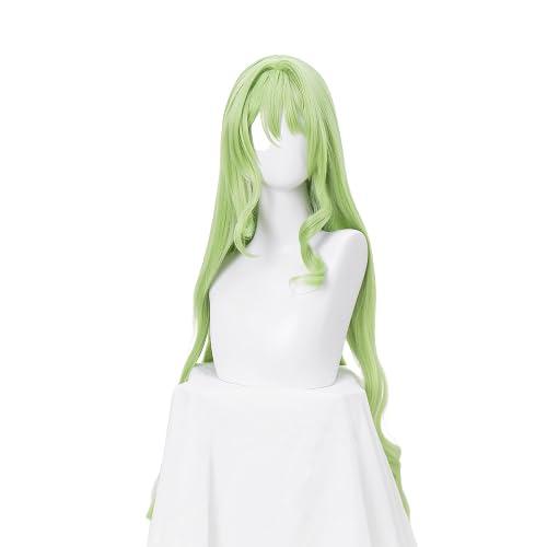 Anime Cosplay Wig 90cm Long Curly Hair Pale Green Synthetic Wigs for Women Halloween Party