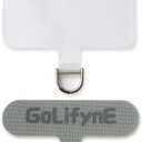 2 x 2 Pack Universal Phone Tether Tab Set, Phone Strap Replacement Part w/Anti-Slip Transparent TPU & Grey Nylon Material, Cell Phone Patch Compatible with Most Lanyards, Wrist Straps, and Cases