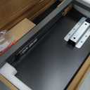 Vaunn Medical Pneumatic Adjustable Overbed Bedside Table with Wheels (Hospital and Home Use) (Black)(15"D x 30"W x 40.5"H)