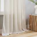 Natural Linen Semi Sheer Curtains Tab Top Light Filtering Elegant Curtains & Drapes for Living Room 52 x 90 Inch Length, Set of 2 Panels