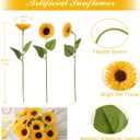 10Pcs Artificial Sunflower with Stems  Single Long Stem Silk Sunflower, Lifelike Yellow Fake Sunflower for Vase DIY Bouquet Wedding Centerpieces Party Garden Home Dcor