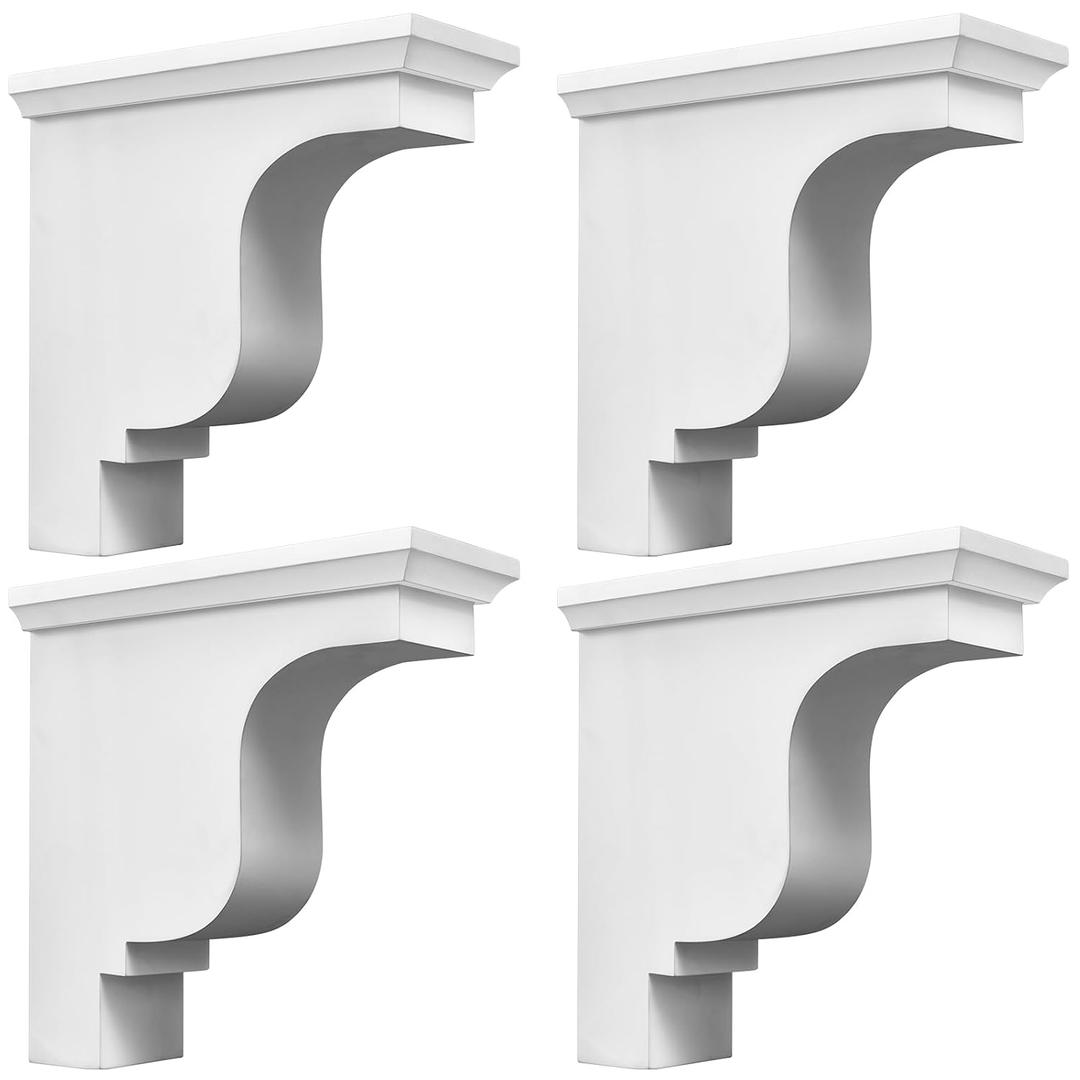Briwooody 4 Pcs Unfinished Paintable Corbels, 4 1/8 W x 10 1/2 D x 10 1/2 H