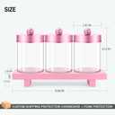 Pink Qtip Holder Bathroom Set - 3 Pack Apothecary Jars with Metal Lids and Vanity Tray. Bathroom Organizers and Storage, Cute Vanity Makeup Organizer, Bathroom Decor Accessories