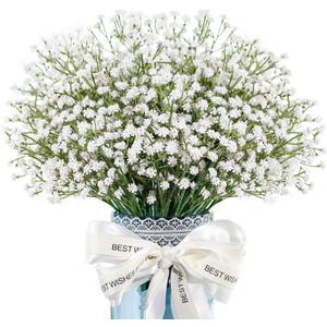 Der Rose 12Pcs Babys Breath Artificial Flowers White Fake Babies Breath Gypsophila Bulk Real Touch Faux Baby's Breath Flowers DIY for Wedding Centerpieces Floral Arrangements Home Party Decoration